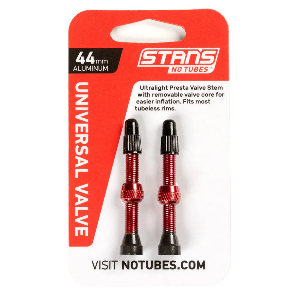 uPRISE Bikes Stans No Tubes Alloy Presta Valves Pair - 44mm - Red | Price match, 365 day return s, 18-Month Warranty, Finance Available & Free UK Delivery